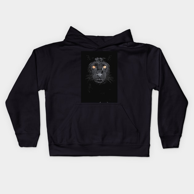 Black panther with yellow eyes Kids Hoodie by boholoc0